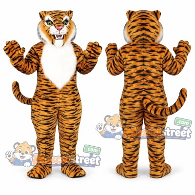 Orange Tiger Mascot Costume with White Belly