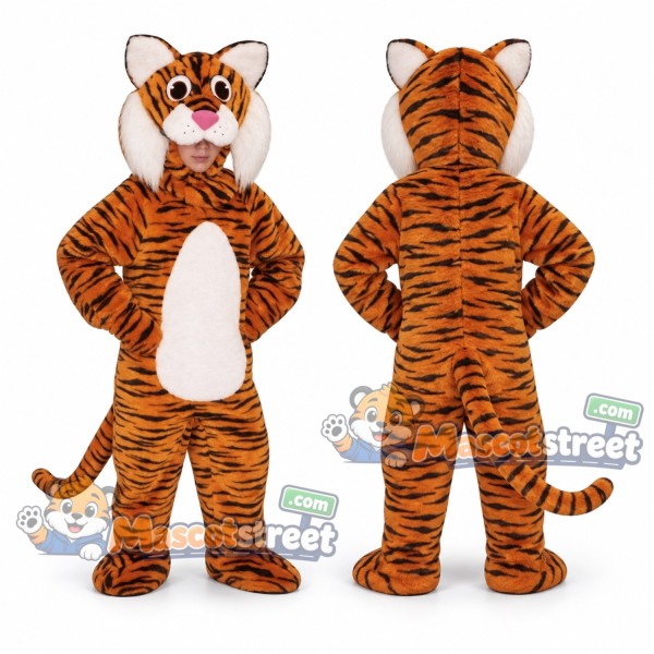 Brown Tiger Mascot Costume with Cream Belly