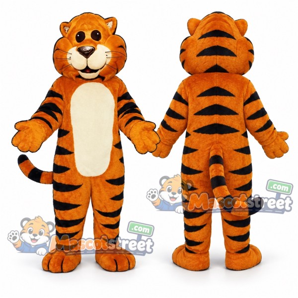 Orange Tiger Mascot Costume with Cream Belly