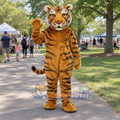 Orange Tiger Mascot Costume with Black Stripes
