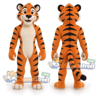 Orange Tiger Mascot Costume with Long Cream Belly Orange Tiger Mascot Costume with Long Cream Belly