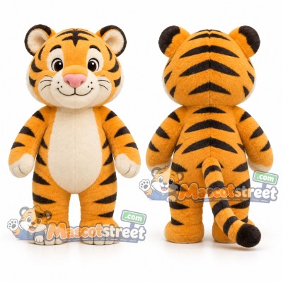 Orange Tiger Cub Mascot Costume with Cream Belly