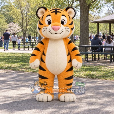 Orange Tiger Cub Mascot Costume with Cream Belly Orange Tiger Cub Mascot Costume with Cream Belly