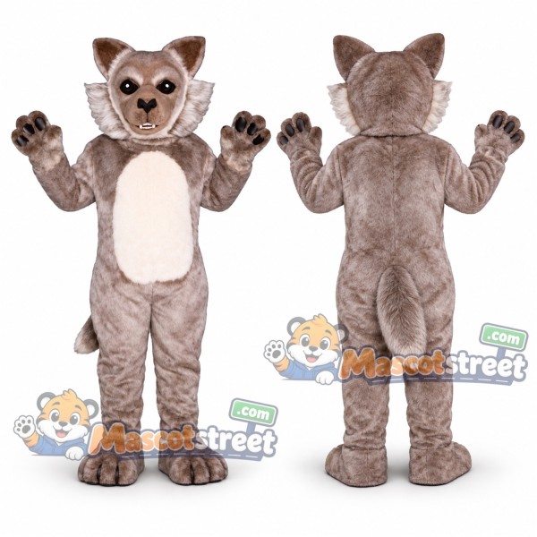 Gray Wolf Mascot Costume with White Belly