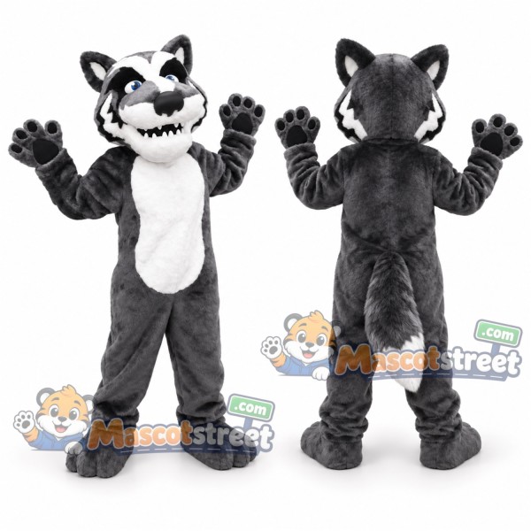Gray and White Wolf Mascot Costume