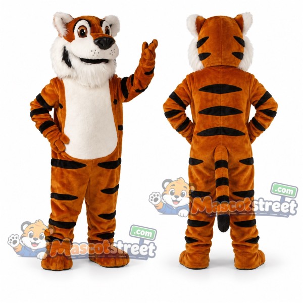 Orange Tiger Mascot Costume with Cream Belly