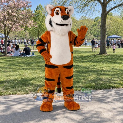 Orange Tiger Mascot Costume with Cream Belly