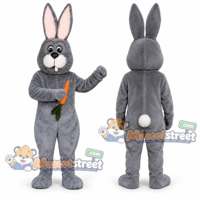 Gray Rabbit Mascot Costume with Carrot Gray Rabbit Mascot Costume with Carrot