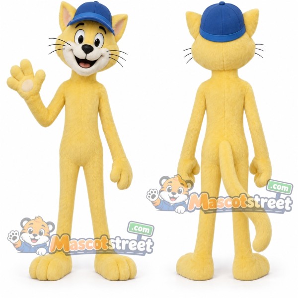 Yellow Cat Mascot Costume with Blue Cap