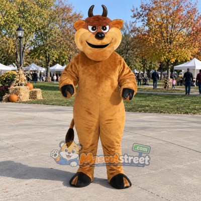 Tan Bull Mascot Costume Tan Bull Mascot Costume