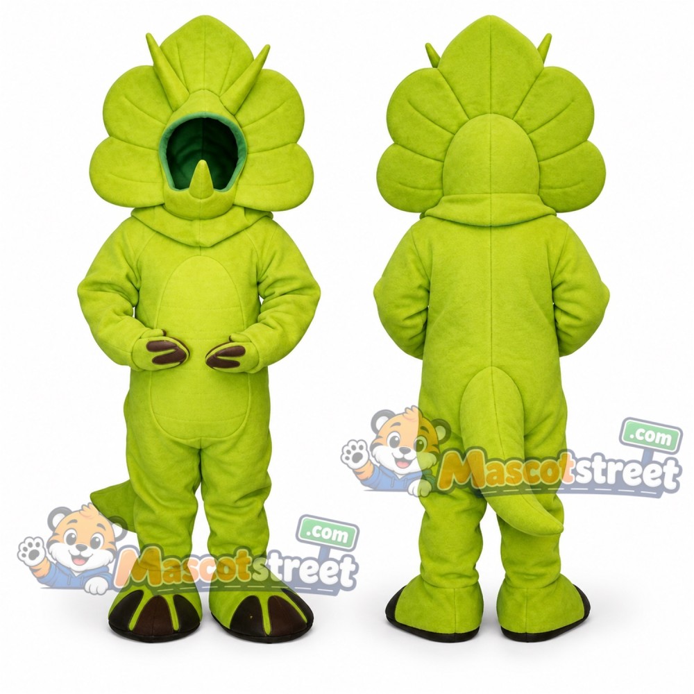 Green Triceratops Mascot Costume Green Triceratops Mascot Costume