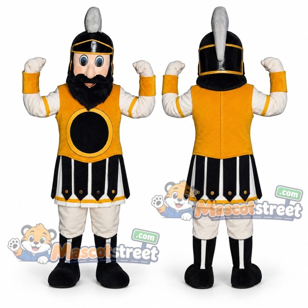 Trojan Warrior Mascot Costume with Yellow and Black Armor