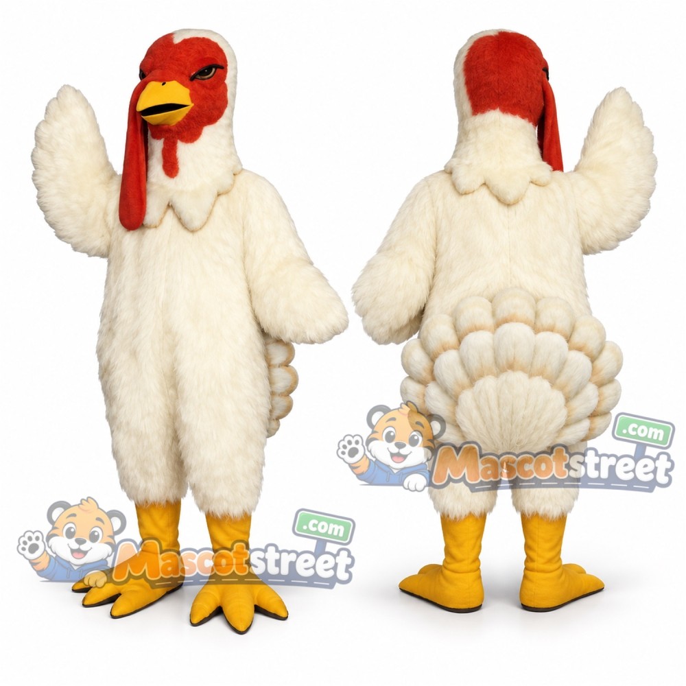 White Turkey Mascot Costume White Turkey Mascot Costume