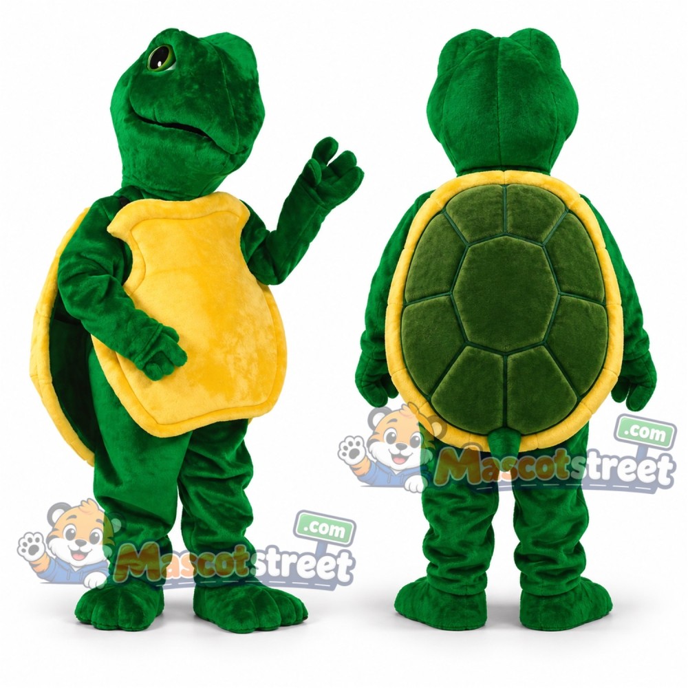 Green Turtle Mascot Costume with Yellow Belly Green Turtle Mascot Costume with Yellow Belly