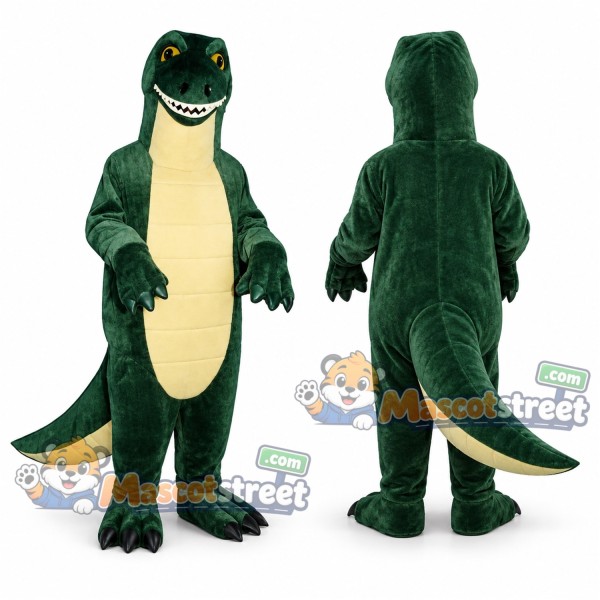 Green Tyrannosaurus Mascot Costume with Cream Belly