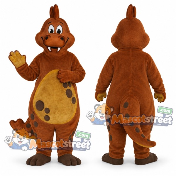 Brown Dragon Mascot Costume with Spotted Belly