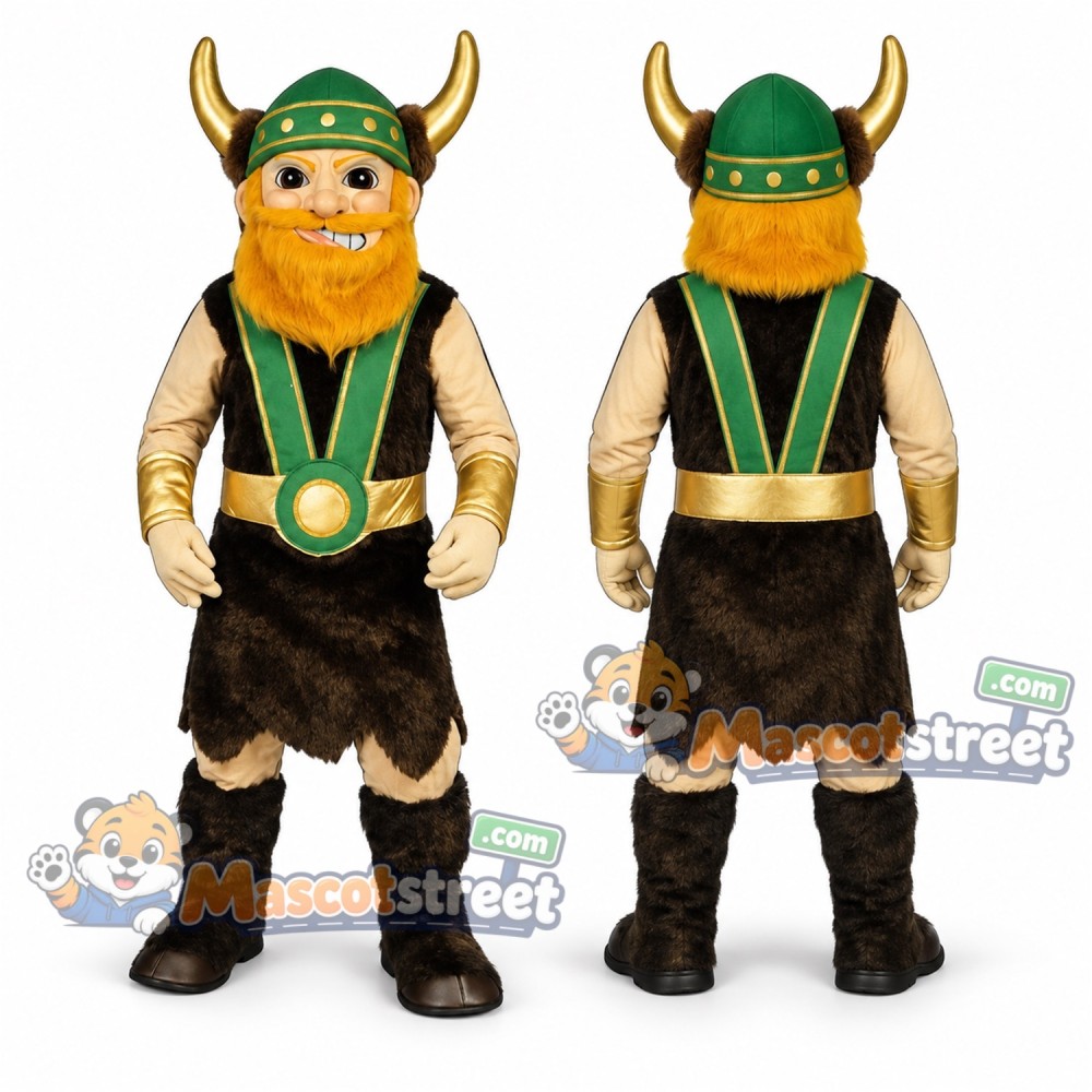 Viking Mascot Costume with Green and Black Outfit