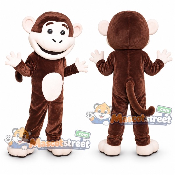 Brown Monkey Mascot Costume with White Belly
