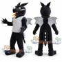 Black Dragon Mascot Costume with Silver Wings
