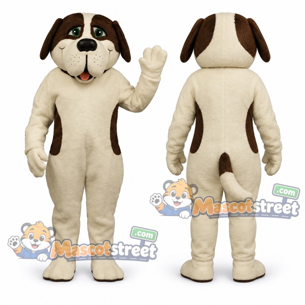 White and Brown Dog Mascot Costume White and Brown Dog Mascot Costume