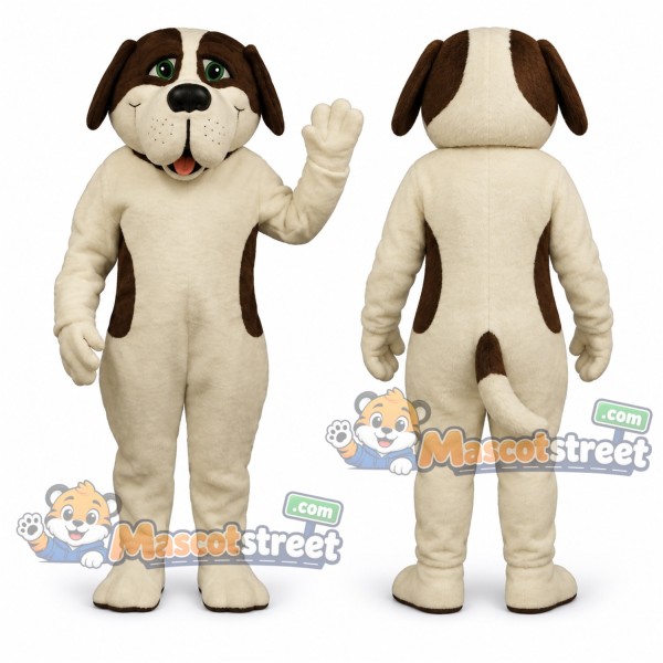 White and Brown Dog Mascot Costume