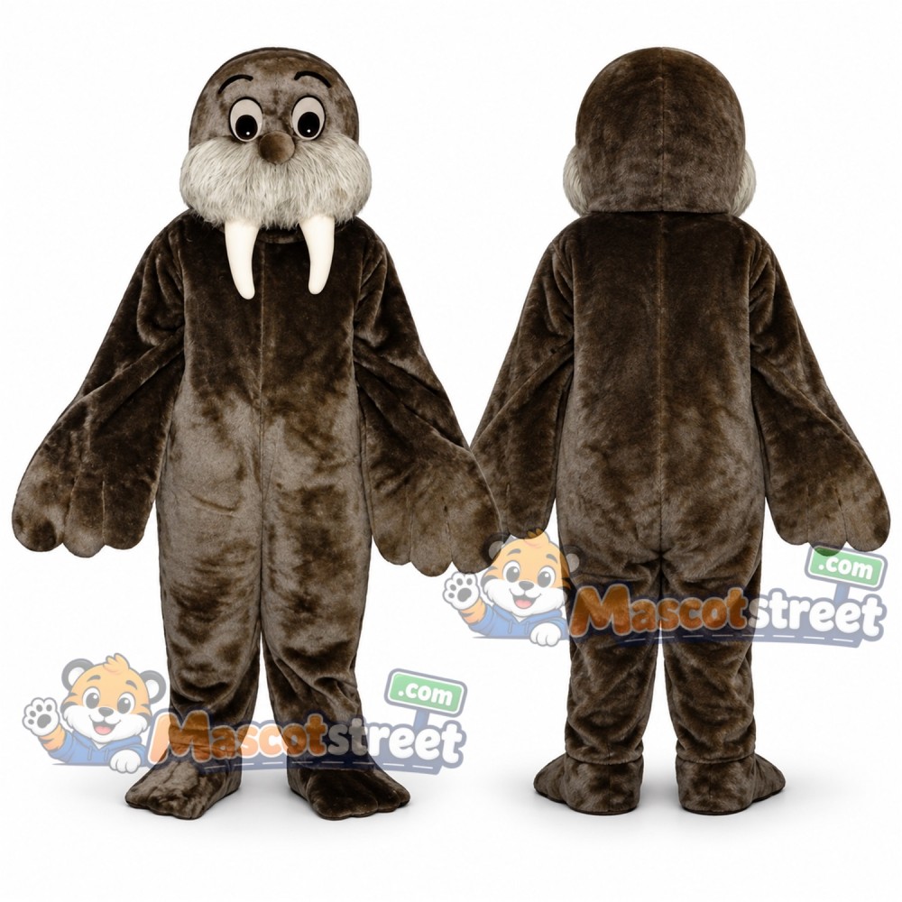 Brown Walrus Mascot Costume with White Tusks Brown Walrus Mascot Costume with White Tusks