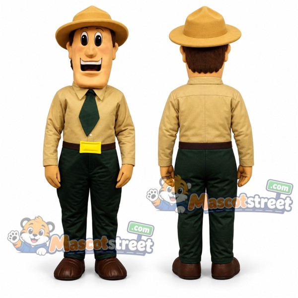Park Ranger Mascot Costume with Tan Shirt and Hat