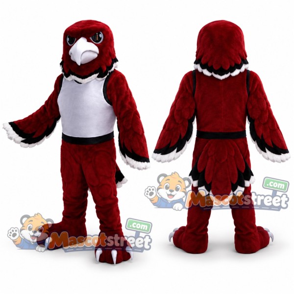Burgundy Hawk Mascot Costume with Gray Chest
