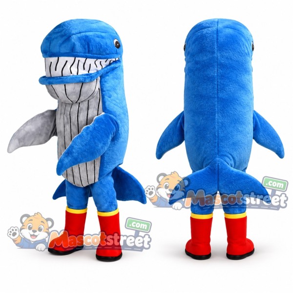 Blue Whale Mascot Costume with Red Boots