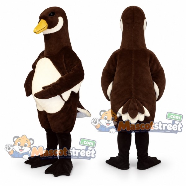 Brown Goose Mascot Costume with Cream Belly