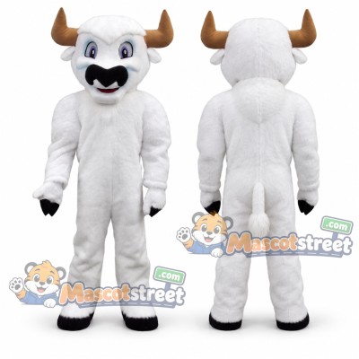 White Buffalo Mascot Costume with Brown Horns White Buffalo Mascot Costume with Brown Horns