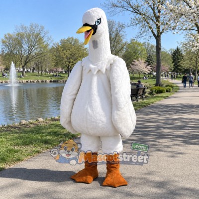 White Goose Mascot Costume White Goose Mascot Costume