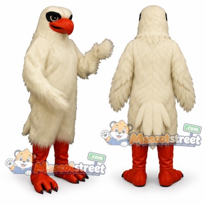 Cream Hawk Mascot Costume with Orange Beak and Legs Cream Hawk Mascot Costume with Orange Beak and Legs