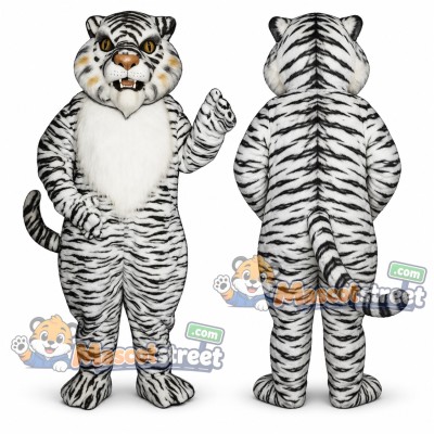 White Tiger Mascot Costume with Cream Belly White Tiger Mascot Costume with Cream Belly