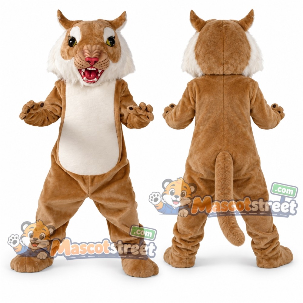 Tan Wildcat Mascot Costume with White Belly Tan Wildcat Mascot Costume with White Belly