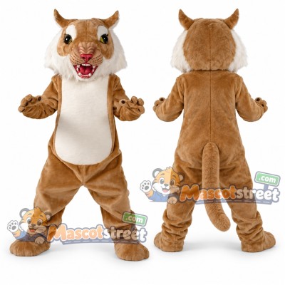 Tan Wildcat Mascot Costume with White Belly Tan Wildcat Mascot Costume with White Belly