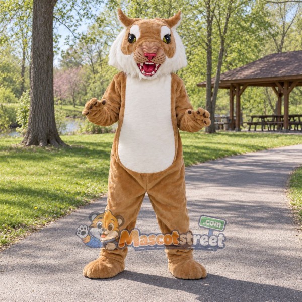 Tan Wildcat Mascot Costume with White Belly