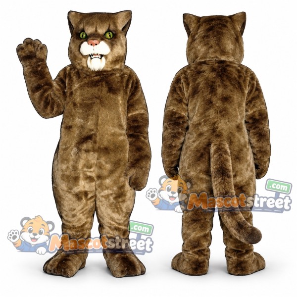 Brown Wildcat Mascot Costume with Mottled Fur