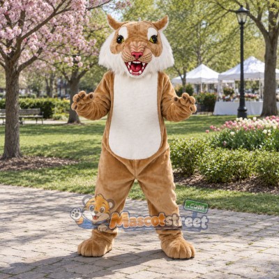 Tan Wildcat Mascot Costume with Cream Belly Tan Wildcat Mascot Costume with Cream Belly
