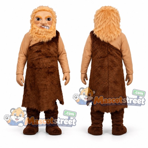 Caveman Mascot Costume with Brown Tunic