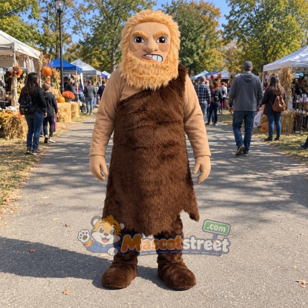 Caveman Mascot Costume with Brown Tunic
