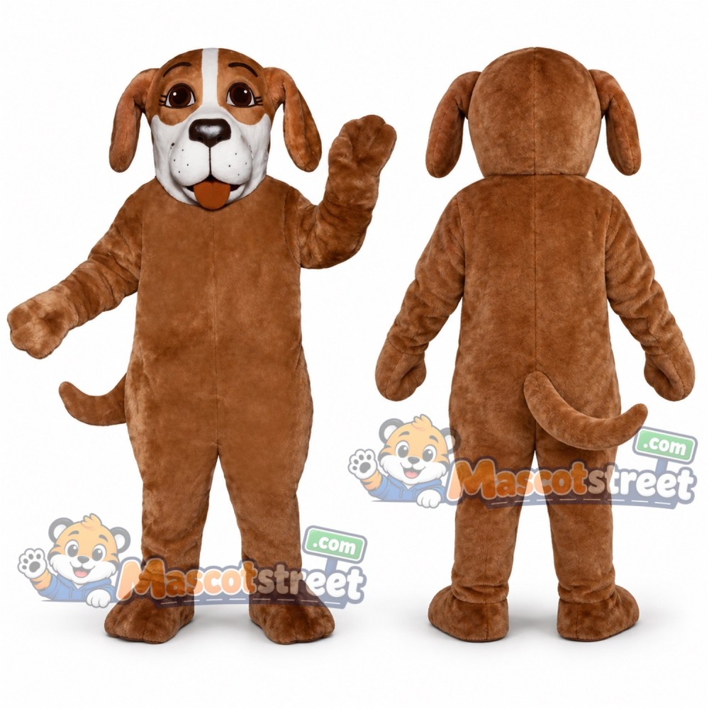 Brown Dog Mascot Costume with White Muzzle
