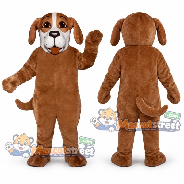 Brown Dog Mascot Costume with White Muzzle