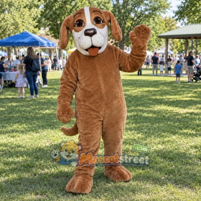 Brown Dog Mascot Costume with White Muzzle