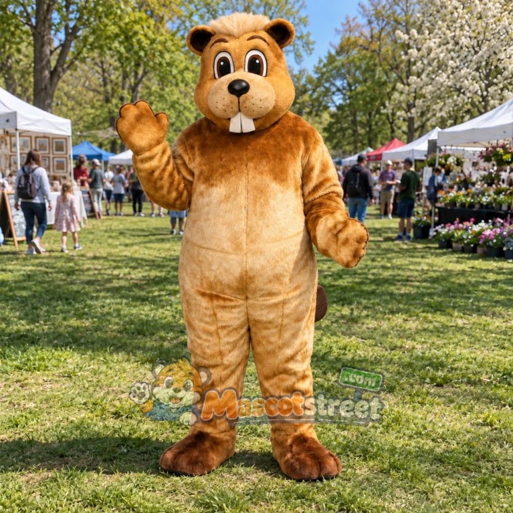 Tan Beaver Mascot Costume