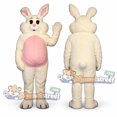 Cream Rabbit Mascot Costume with Pink Belly