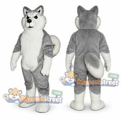 Gray Wolf Mascot Costume with White Belly Gray Wolf Mascot Costume with White Belly
