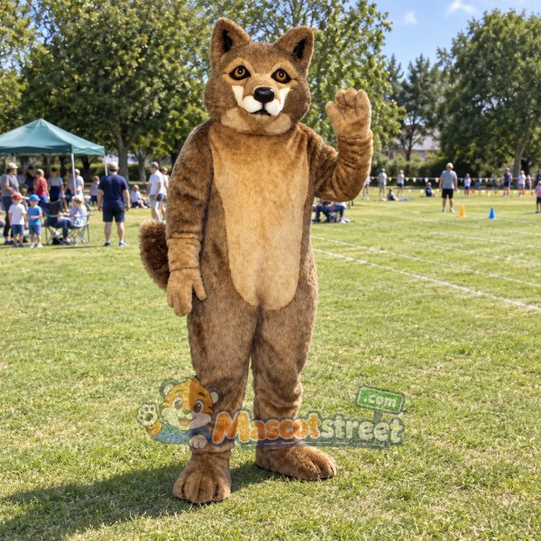 Brown Wolf Mascot Costume with Tan Chest