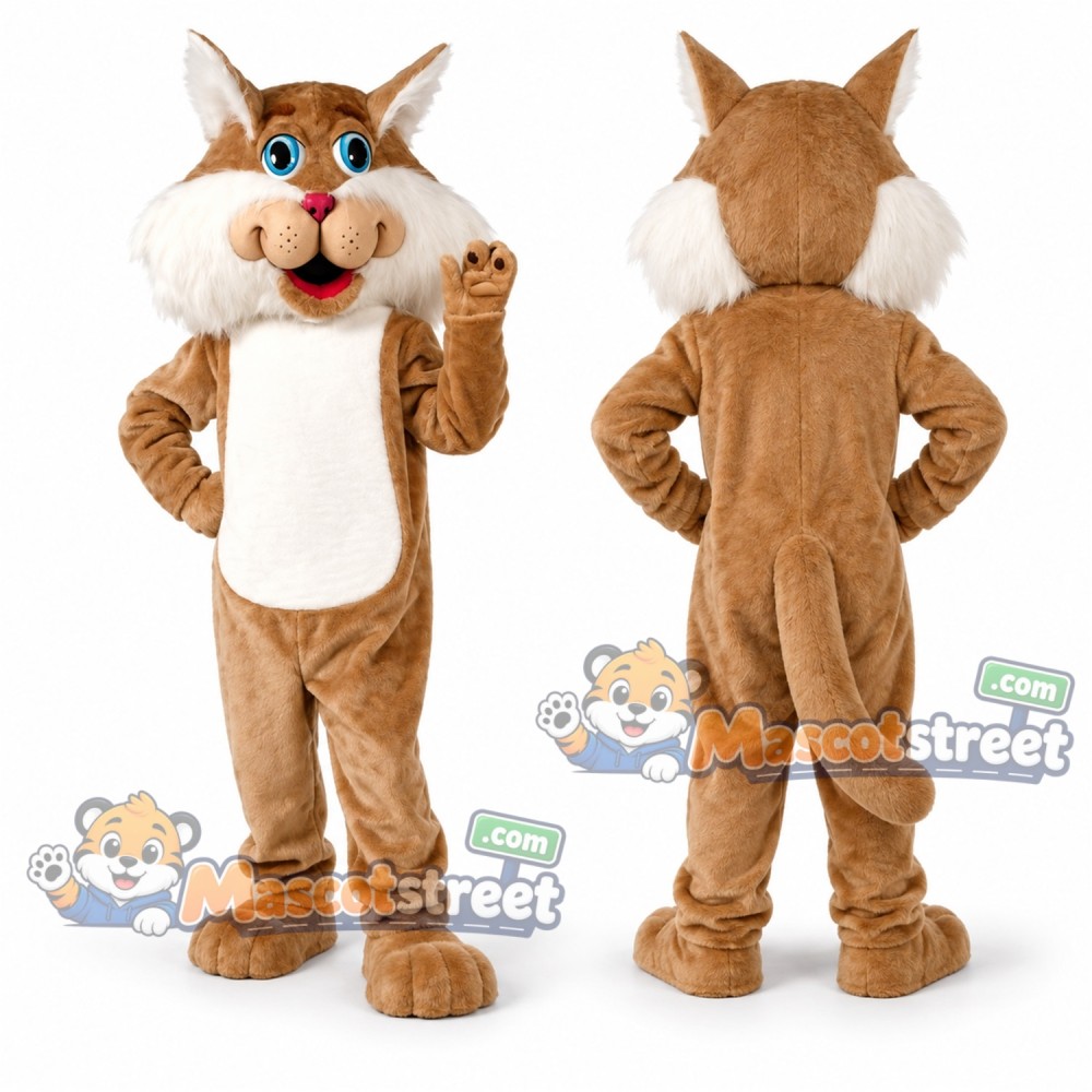 Tan Wildcat Mascot Costume with White Muzzle Tan Wildcat Mascot Costume with White Muzzle