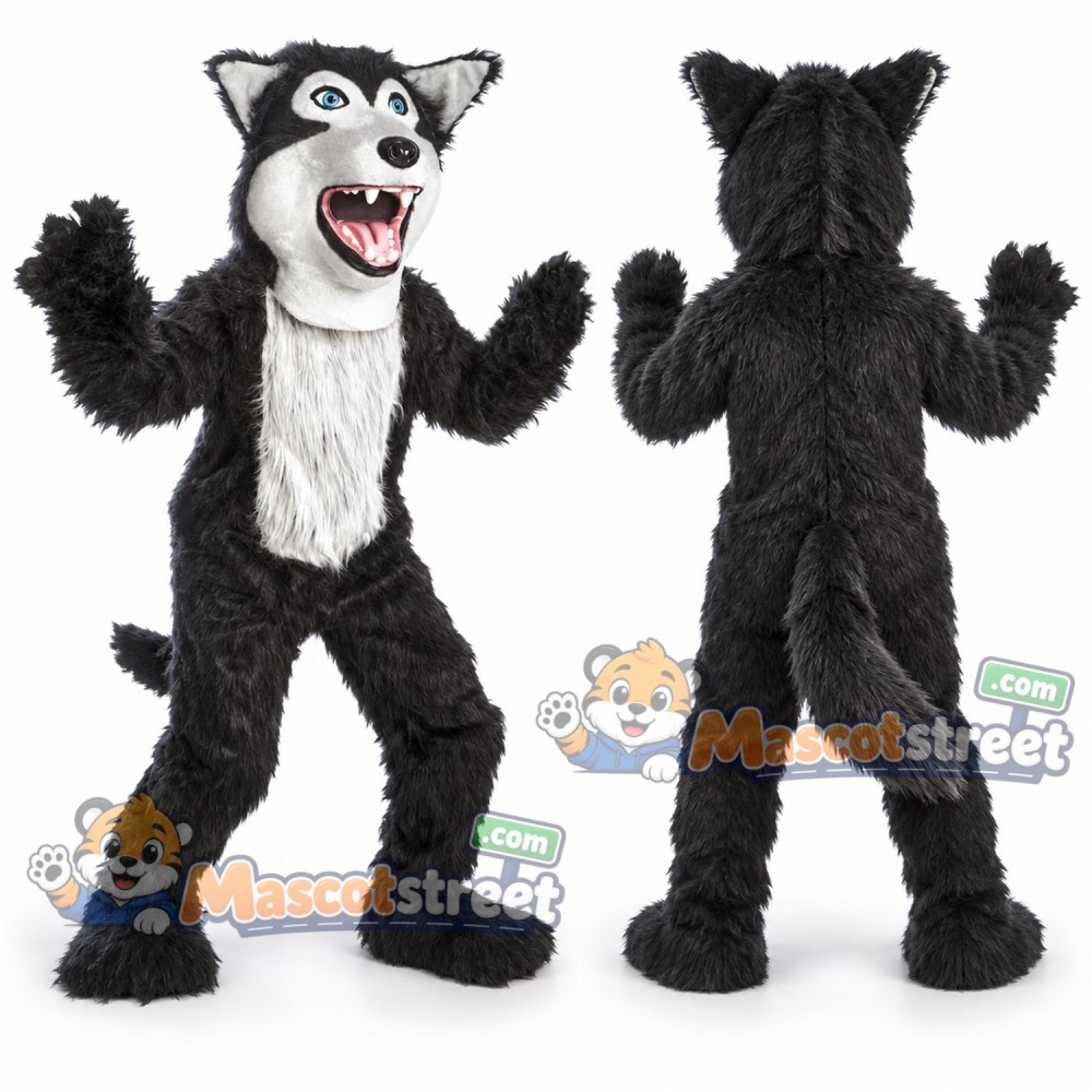 Gray Wolf Mascot Costume with White Chest